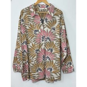 Caffe Marrakesh 100% Cotton Womens‎ 3X Shirt 3/4 Sleeve Botanical Vacation